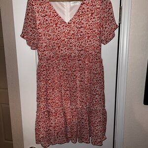 Pink Lily Red Floral Mini Dress